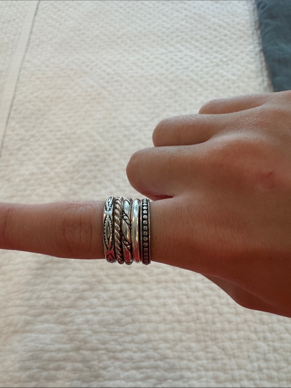 Stacked Silver Rings Set - Picture 2 of 4